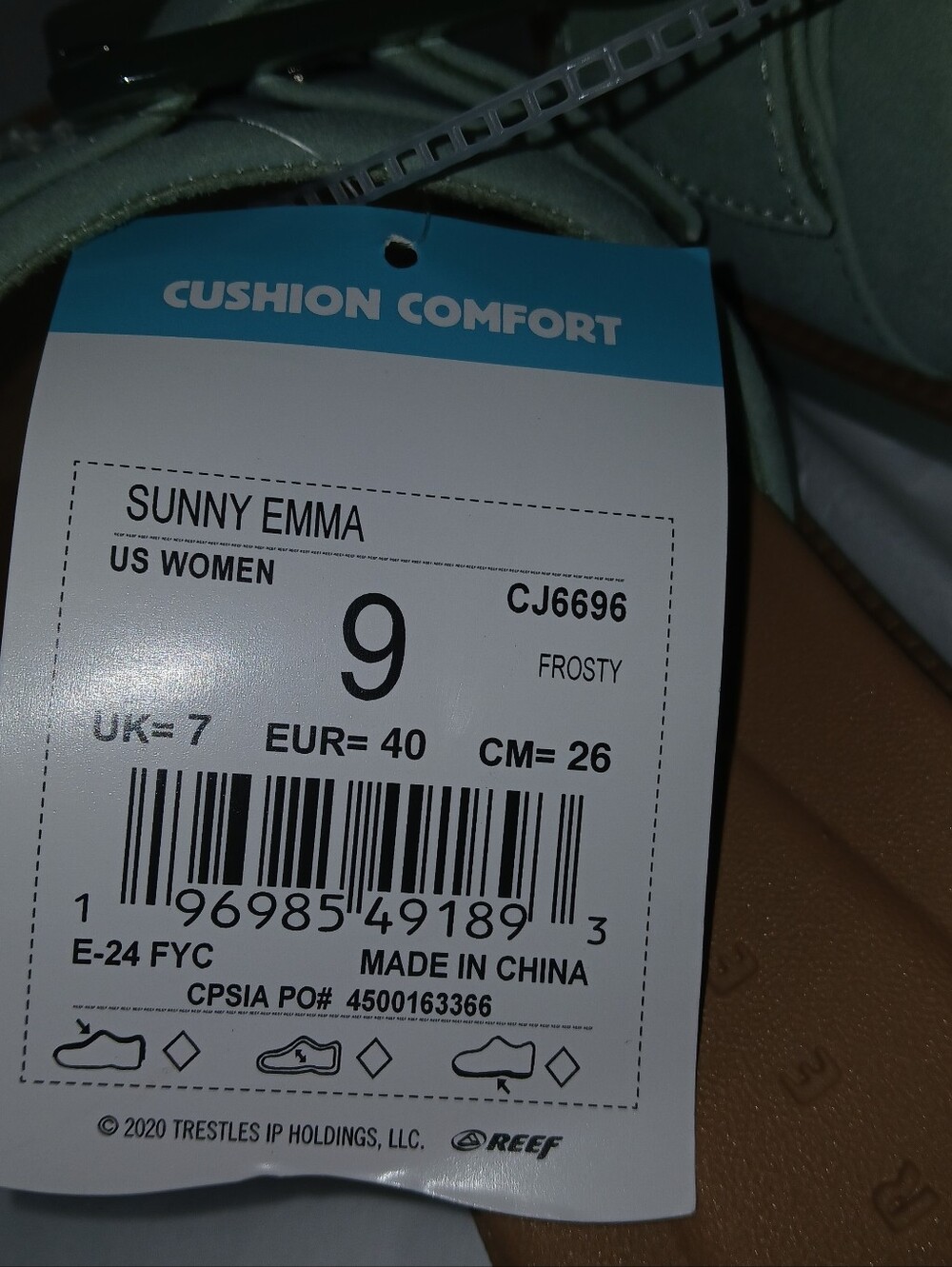 REEF Cushion Sunny Emma Vegan Leather Slides, Light Green - Picture 9 of 9